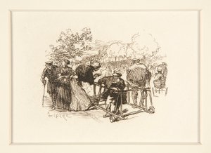 Mężczyzna w Walkerze z innymi postaciami w parku autorstwa Auguste Lepere