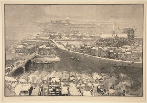Paryż pod śniegiem, od dziś św. Gervais (Paryż pod śniegiem, widziany ze szczytu St. Gervais) autorstwa Auguste Lepere