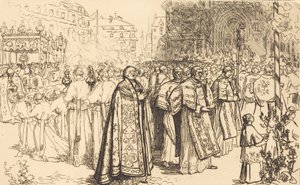 Powrót procesji do katedry w Nante Rentree de la Procession a la Cathedral de Nantes, 190 autorstwa Auguste Lepere