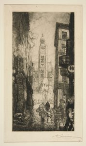 Rue de la Montagne Sainte-Geneviève, Paryż autorstwa Auguste Lepere
