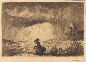 Burza na wydmie, Vendee autorstwa Auguste Lepere