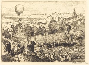 Spadający balon, w Pre-Saint-Gervais autorstwa Auguste Lepere