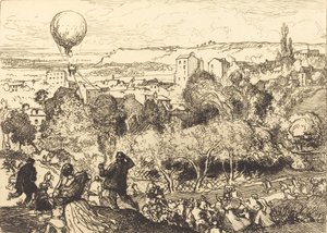 Spadający balon, w grobowcu Pre-Saint-Gervais Lebaloon qui, w Pre-Saint-Gervais, 1910. autorstwa Auguste Lepere