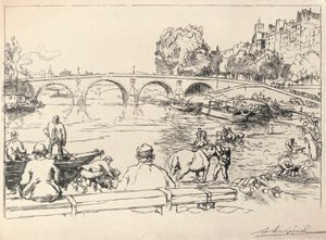 Kąpielisko przy Pont Marie, 1915 autorstwa Auguste Louis Lepère