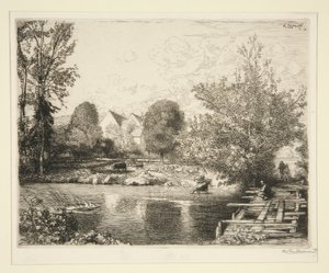 Vieille passerelle, bords du petit Morin (Stara Kładka, Brzegi Małego Morin) autorstwa Auguste Lepere