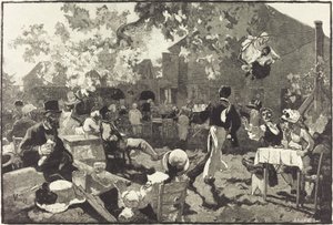 Cabaret du Coq de Bruyère w Bois de Meudon autorstwa Auguste Lepère after Daniel Vierge