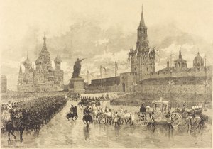 Koronacja cara. Imperial Cortège przecina Place Royale autorstwa Auguste Lepère and Auguste Gérardin