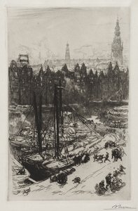 Amsterdam, widok z hotelu Victoria autorstwa Auguste Louis Lepère