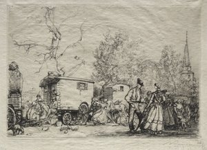 Na Jarmarku Św. Jean de Mont autorstwa Auguste Louis Lepère