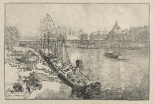 [Duży parowiec w Doku, Paryż] autorstwa Auguste Louis Lepère