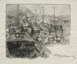 Basin de la Villette autorstwa Auguste Louis Lepère