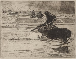 Rybacy uciekający przed burzą autorstwa Auguste Louis Lepère