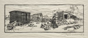 Powozownia (Le wagon-logement) autorstwa Auguste Louis Lepère