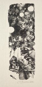 14 lipca, Rue de Belleville, północ. autorstwa Auguste Louis Lepère