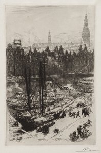 Amsterdam, widok z hotelu Victoria autorstwa Auguste Louis Lepère