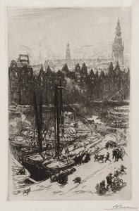 Amsterdam, widok na hotel Victoria. autorstwa Auguste Louis Lepère