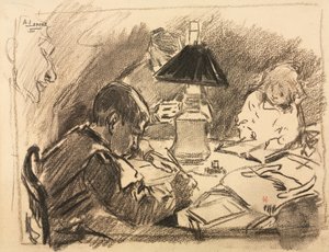 Wokół lampy, 1888. autorstwa Auguste Louis Lepère