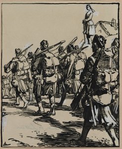 Bitwa o granice: grupa żołnierzy brytyjskich, 1914. autorstwa Auguste Louis Lepère