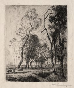 Zachód słońca za drzewami, 1909. autorstwa Auguste Louis Lepère