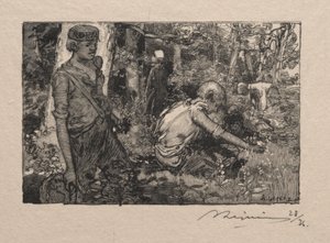 Zbieranie konwalii. autorstwa Auguste Louis Lepère