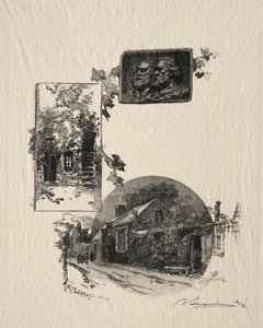 Wejście do warsztatu Rousseau i Maison de Millet, 1887. autorstwa Auguste Louis Lepère