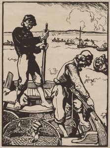 Łowienie krewetek. autorstwa Auguste Louis Lepère