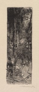 Las Fontainebleau: wycinanie sosen autorstwa Auguste Louis Lepère