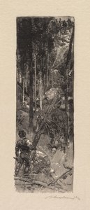 Las Fontainebleau: wycinanie sosen La Forêt de Fontainebleau: Abattage des pines, 1890. autorstwa Auguste Louis Lepère