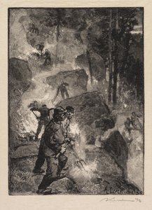 Las Fontainebleau: Paprocie Palniki autorstwa Auguste Louis Lepère