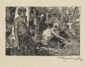 Las Fontainebleau: Gatherine Konwalia autorstwa Auguste Louis Lepère