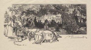 Las Fontainebleau: stołówka Matki Pichard autorstwa Auguste Louis Lepère