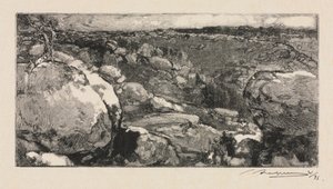 Las Fontainebleau: Cirque of Long-Rocher , 1888. autorstwa Auguste Louis Lepère