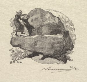 Las Fontainebleau: Drżąca skała autorstwa Auguste Louis Lepère