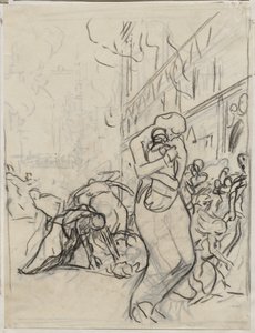 Ogień Louvain autorstwa Auguste Louis Lepère
