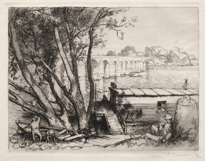 Most Poissy, 1917. autorstwa Auguste Louis Lepère