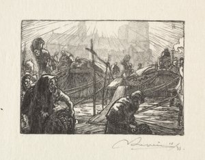 Notre Dame widziana z Apple Market. autorstwa Auguste Louis Lepère
