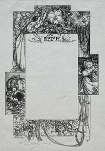 Almanach Paryski, 1897: Obramowanie dekoracyjne, lato autorstwa Auguste Louis Lepère