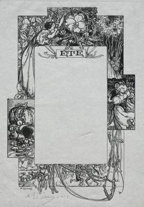 Almanach Paryski, 1897: Obramowanie dekoracyjne, lato, 1897. autorstwa Auguste Louis Lepère
