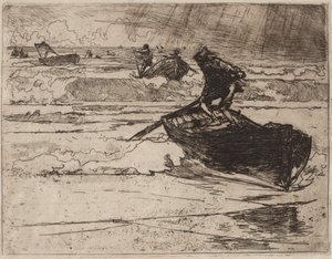 Rybacy uciekający przed burzą, 1892. autorstwa Auguste Louis Lepère