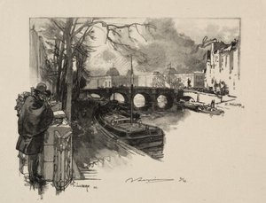 Małe ramię Sekwany w Pont Neuf autorstwa Auguste Louis Lepère