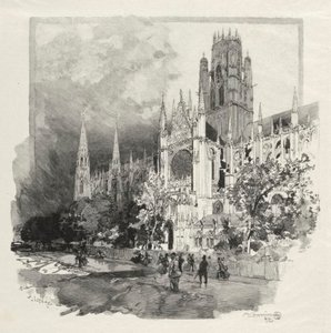 Ilustrowany Rouen: Kościół Saint Ouen autorstwa Auguste Louis Lepère