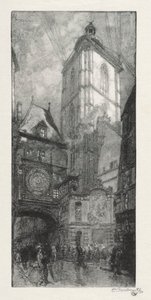 Ilustrowany Rouen: Wielki Zegar autorstwa Auguste Louis Lepère
