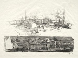 Ilustrowany Rouen: Nowe nabrzeże-Ile La Croix, 1896. autorstwa Auguste Louis Lepère