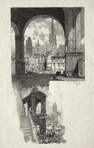 Ilustrowany Rouen: Place de la Haute Vieille Tour, Edicule de la Fierte, 1896. autorstwa Auguste Louis Lepère