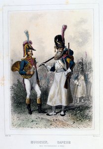 Muzyk i Saper Grenadierów-à-Pied, 1859. autorstwa Auguste Raffet