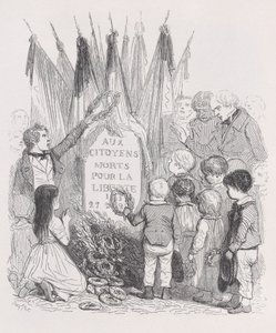 Groby lipca z Dzieł wszystkich Bérangera, 1836. autorstwa Auguste Raffet