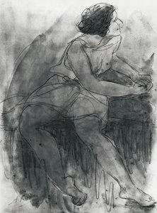 Isadora Duncan (1878-1927) (ołówek i pranie na papierze) autorstwa Auguste Rodin