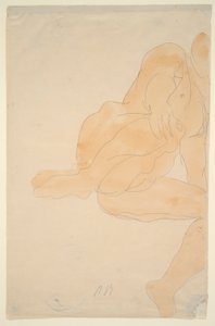 Siedzenie nago, podniesione kolano autorstwa Auguste Rodin
