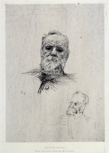 Portret Victora Hugo (1802-1885), ilustracja z The Gazettes de beaux Arts autorstwa Auguste Rodin