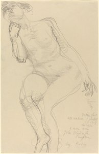 Siedząca kobieta nago pochylona w lewo autorstwa Auguste Rodin